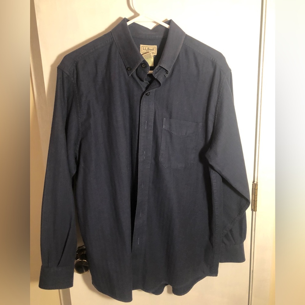 Men's L.L. Bean Blue Button Front Down Casual Shirt 278629 - M